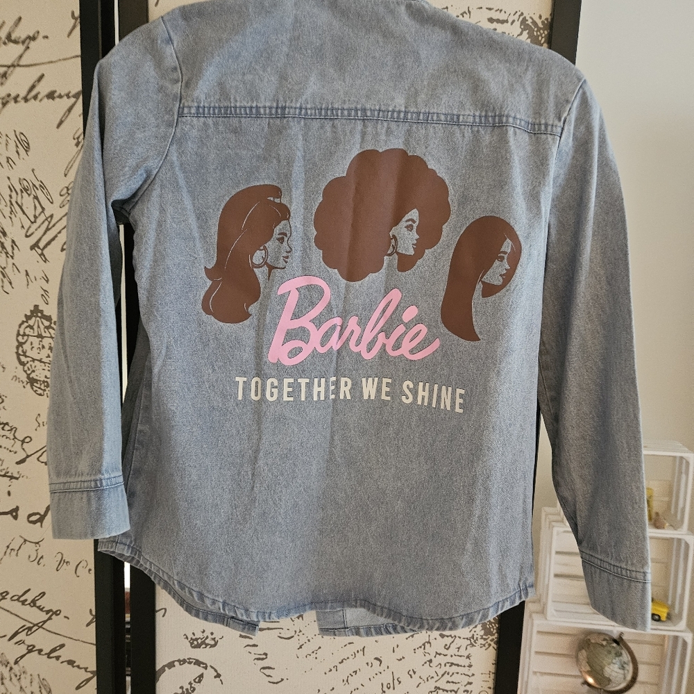 Barbie Kids Light Blue Denim Jacket with Pink Logo - Picture 4 of 4